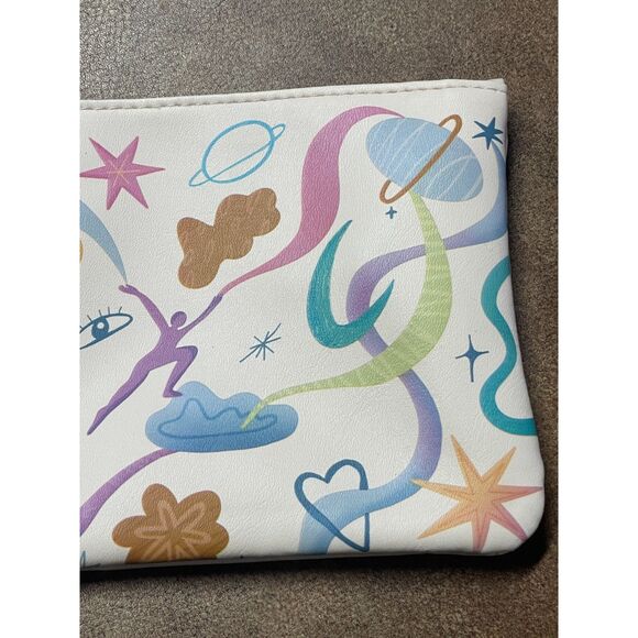Ipsy Cosmic Makeup Bag – Cream with Colorful Cute Celestial Design & Pink Lining - Picture 2 of 8